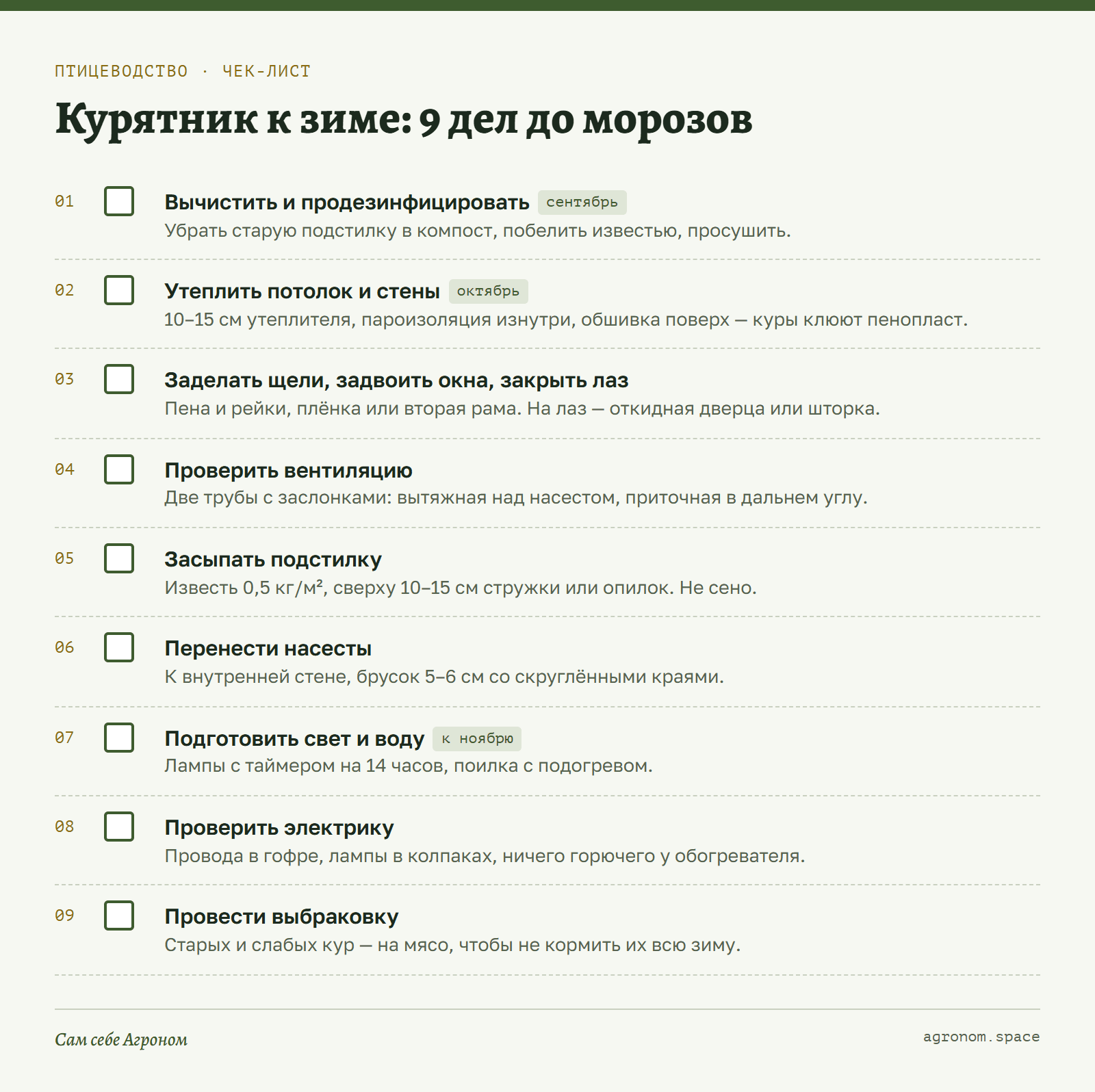 Чек-лист: подготовка курятника к зиме